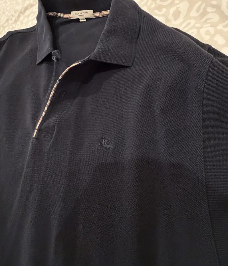 Burberry Black Polo Shirt – Xxl – Excellent Condition