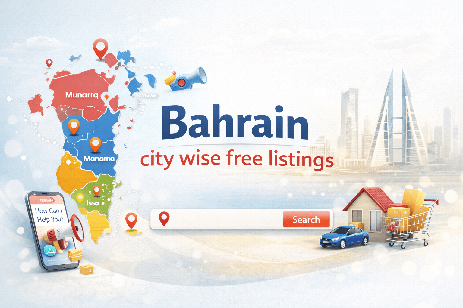 Bahrain city wise free listings